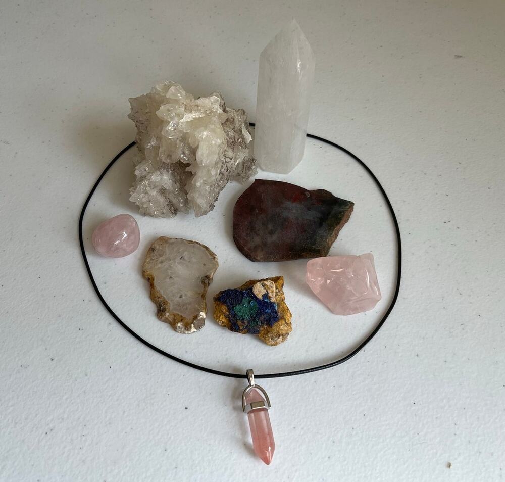 7pc Lot Crystal Healing Stone Quartz Rose Agate Druzy Pendant Necklace
